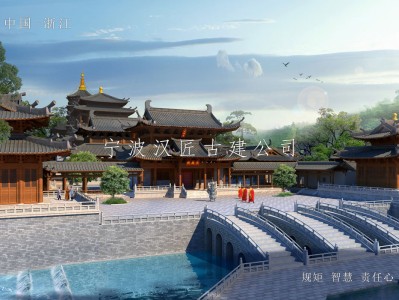 芜湖寺院重建规划设计方案鸟瞰图—积福禅寺